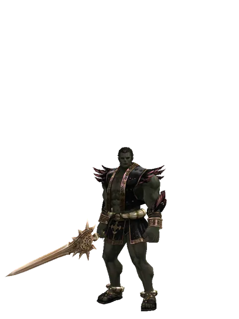 Forgotten Blade on a male Orc fighter, front view