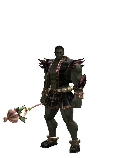 Gatekeeper Transformation Stick on a male Orc fighter, front view
