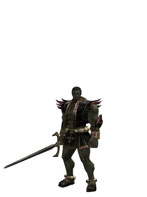 Knight's Sword on a male Orc fighter, front view