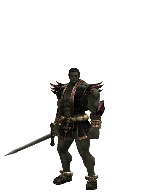 Long Sword on a male Orc fighter, front view