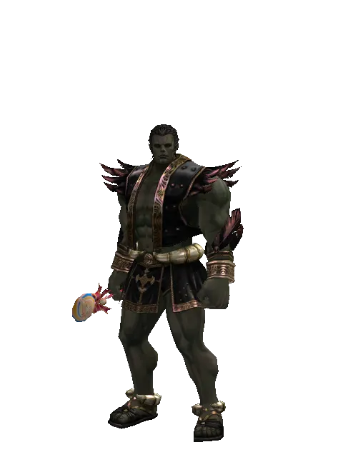Pig Lollipop on a male Orc fighter, front view