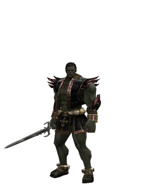 Priest Sword on a male Orc fighter, front view