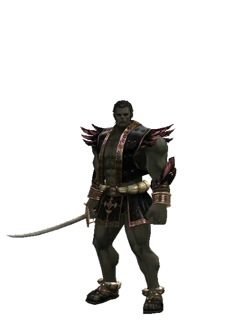 Saber on a male Orc fighter, front view