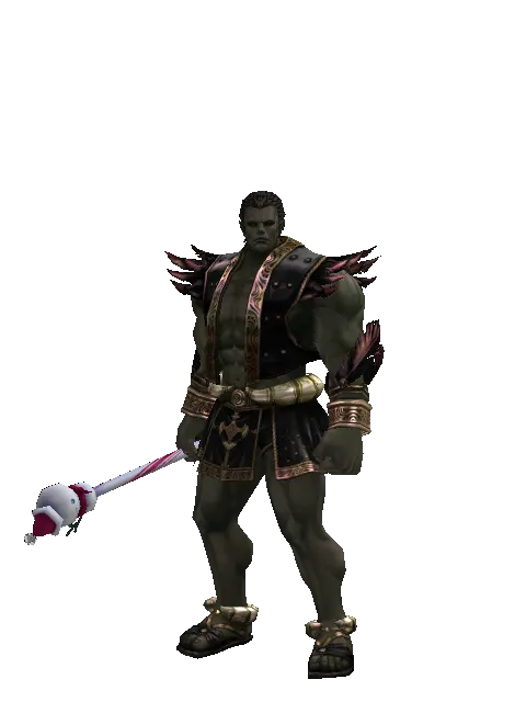 Snowman Transformation Stick on a male Orc fighter, front view