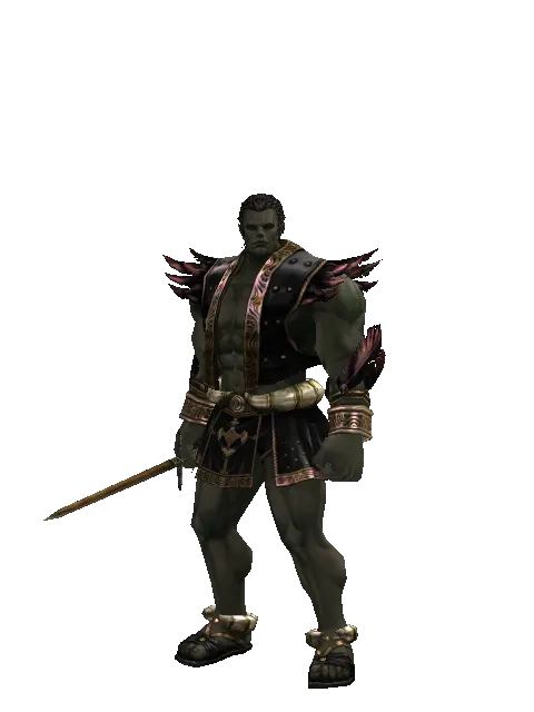 Squire's Sword on a male Orc fighter, front view