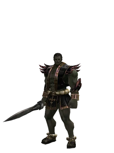 Sword of Binding on a male Orc fighter, front view
