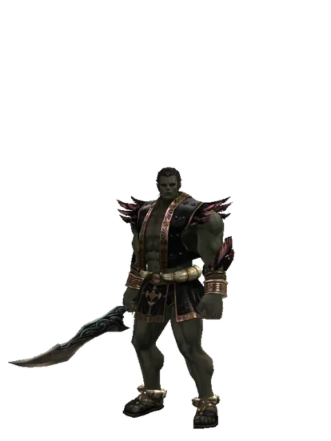 Sword of Limit on a male Orc fighter, front view