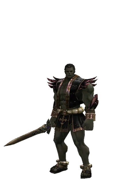 Sword of Magic on a male Orc fighter, front view