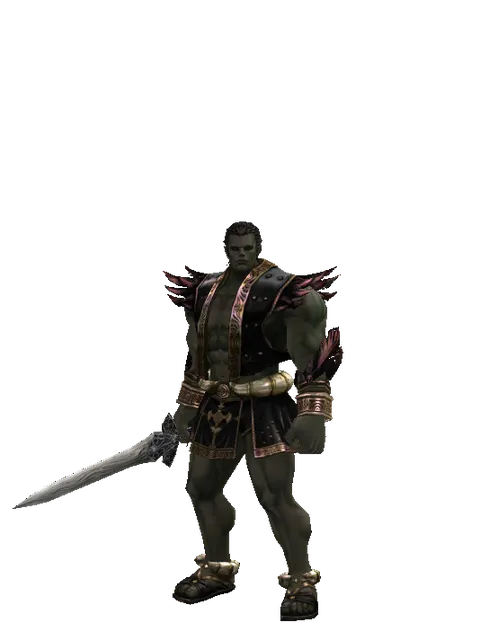 Sword of Mystic on a male Orc fighter, front view