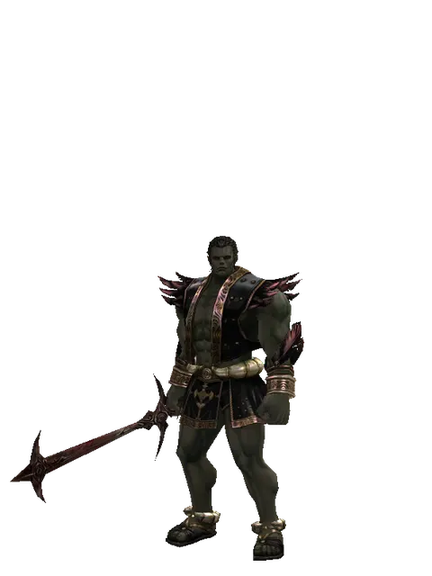 Sword of Nightmare on a male Orc fighter, front view