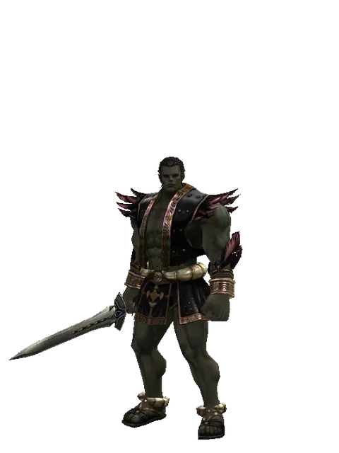 Sword of Occult on a male Orc fighter, front view