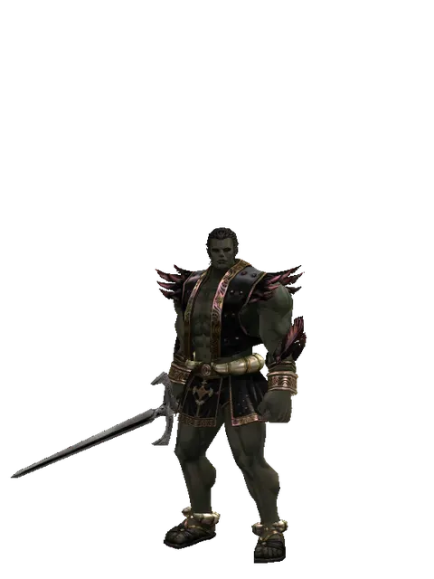 Sword of Revolution on a male Orc fighter, front view