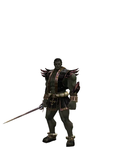 Sword of Valhalla on a male Orc fighter, front view