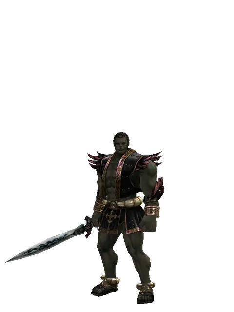 Tsurugi on a male Orc fighter, front view