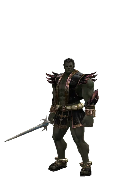 Wizard's Tear on a male Orc fighter, front view