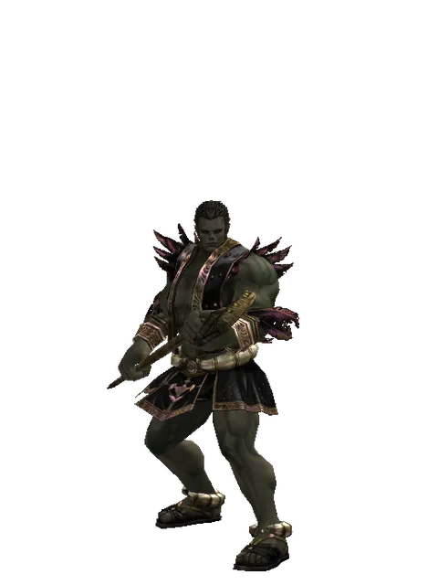 Apprentice Adventurer's Staff on a male Orc fighter, front view