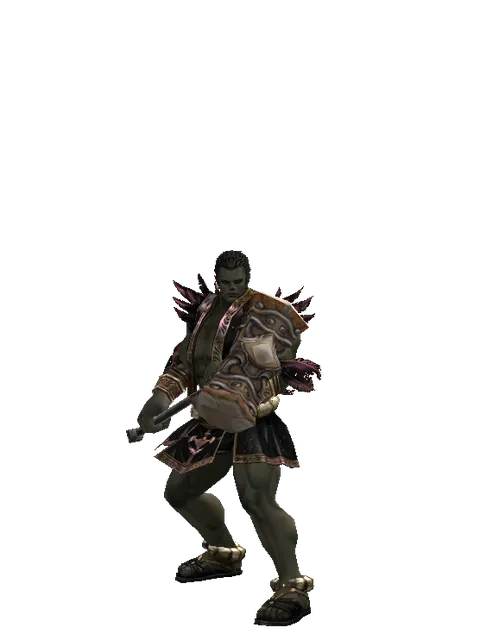 Atuba Hammer on a male Orc fighter, front view
