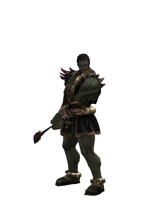 Atuba Mace on a male Orc fighter, front view