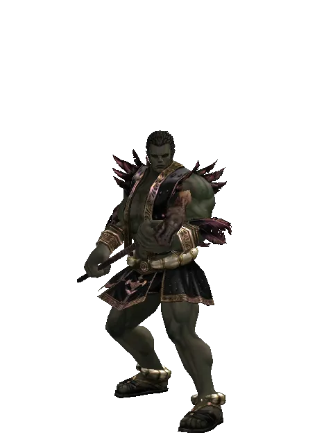 Cedar Staff on a male Orc fighter, front view