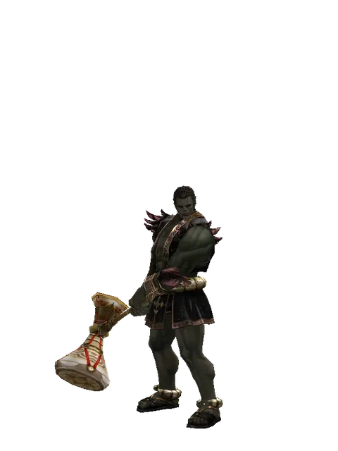 Chrono Darbuka on a male Orc fighter, front view