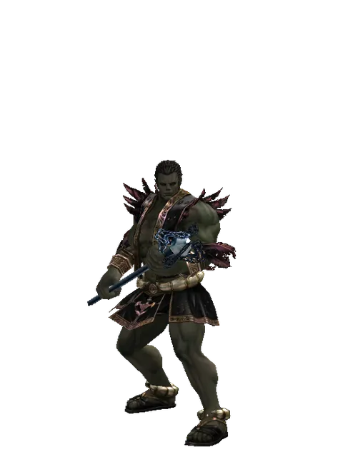 Conjuror's Staff on a male Orc fighter, front view