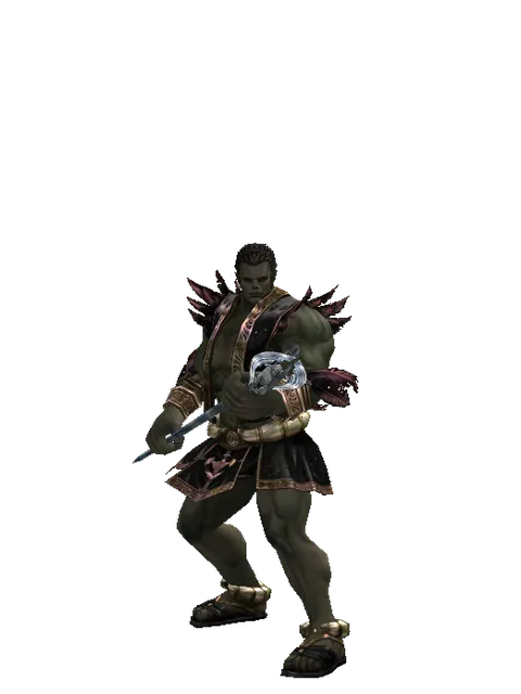 Crystal Staff on a male Orc fighter, front view