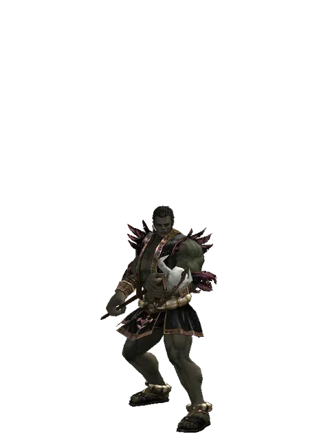 Cursed Staff on a male Orc fighter, front view