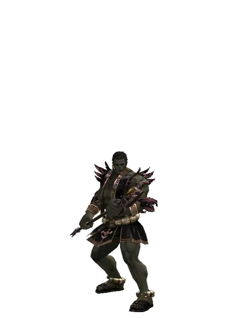 Daimon Crystal on a male Orc fighter, front view