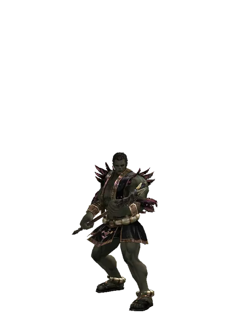 Dasparion's Staff on a male Orc fighter, front view