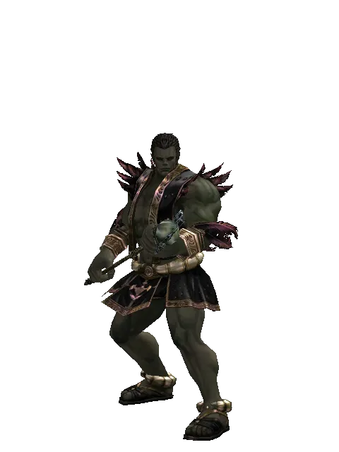 Deadman's Staff on a male Orc fighter, front view