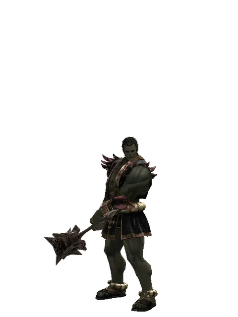 Destroyer Hammer on a male Orc fighter, front view