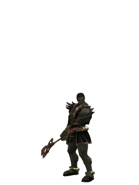 Dragon Hunter Axe on a male Orc fighter, front view