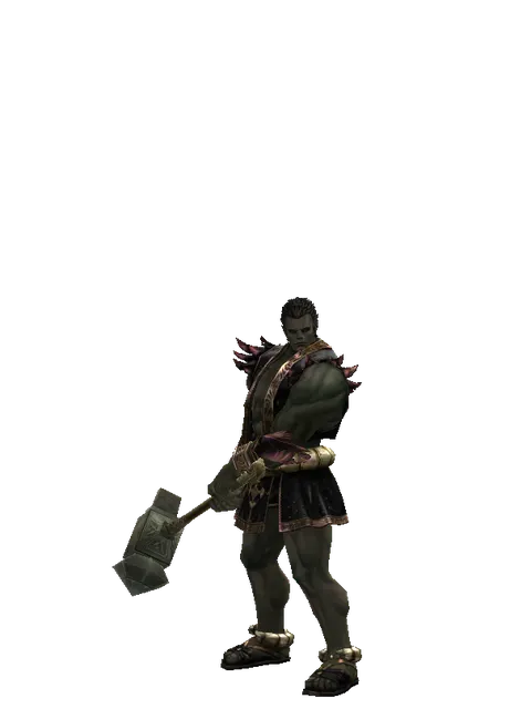 Dwarven Hammer on a male Orc fighter, front view