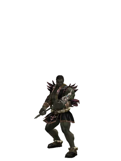 Dynasty Staff on a male Orc fighter, front view