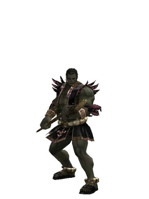 Eldritch Staff on a male Orc fighter, front view