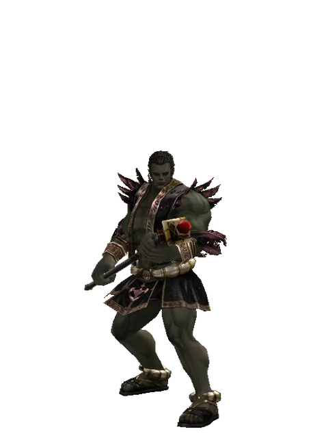 Ghost Staff on a male Orc fighter, front view