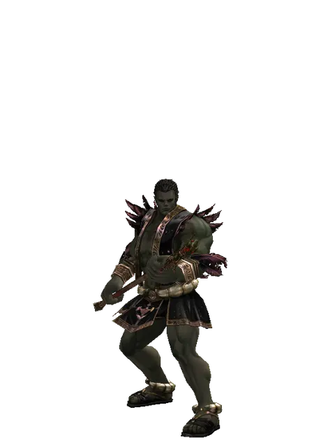 Ghoul's Staff on a male Orc fighter, front view