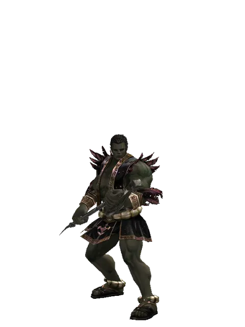 Heavy Doom Axe on a male Orc fighter, front view