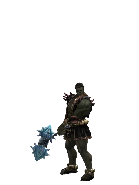 Ice Storm Hammer on a male Orc fighter, front view