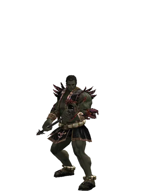 Inferno Staff on a male Orc fighter, front view