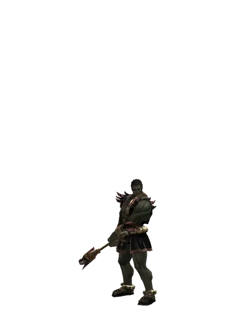 Karik Horn on a male Orc fighter, front view