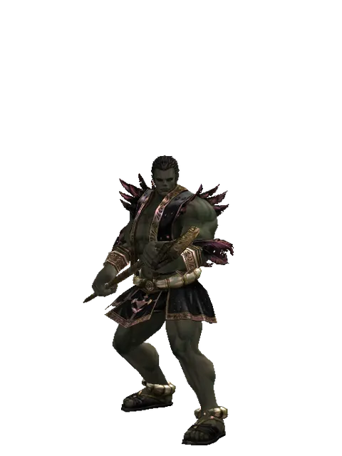 Mage Staff on a male Orc fighter, front view