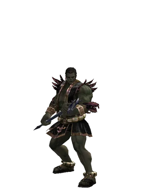 Mystic Staff on a male Orc fighter, front view