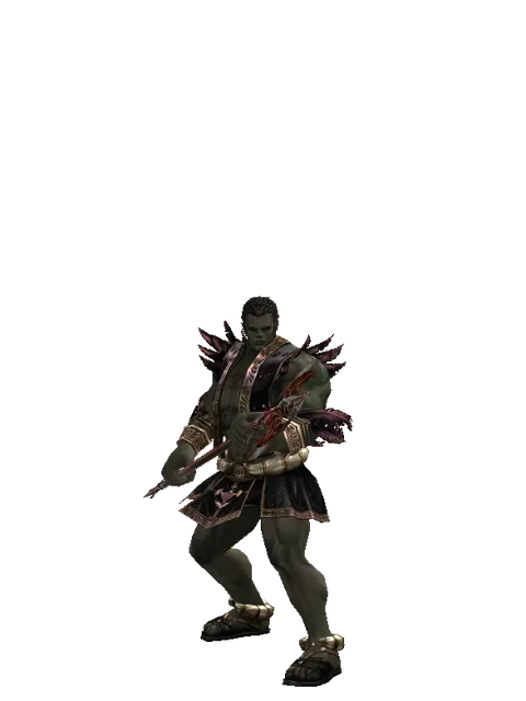 Pa'agrian Axe on a male Orc fighter, front view