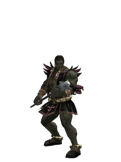 Paradia Staff on a male Orc fighter, front view