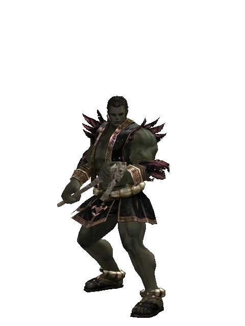 Sage's Staff on a male Orc fighter, front view