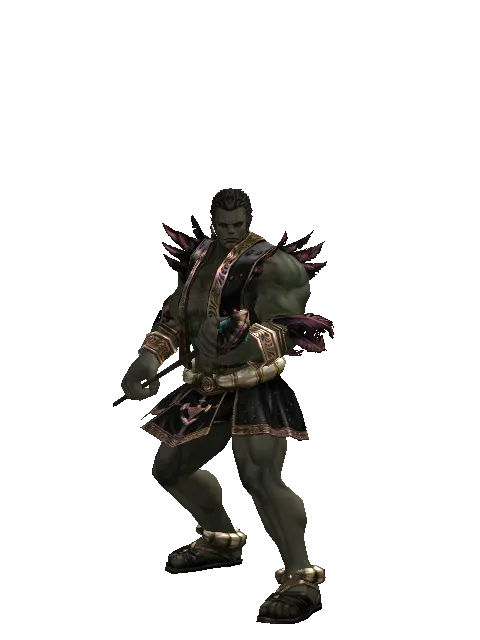 Sprite's Staff on a male Orc fighter, front view