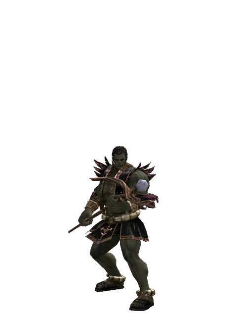 Staff of Magic on a male Orc fighter, front view