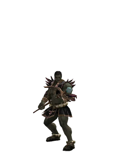 Staff of Mana on a male Orc fighter, front view