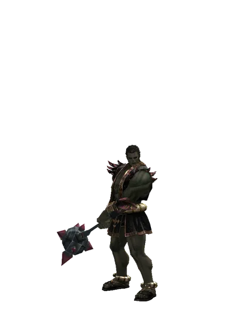Star Buster on a male Orc fighter, front view